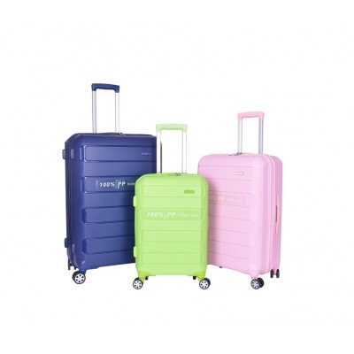 100% Polypropylene PP Suitcase 20/24/28'' 3 Piece sets Wheeled PP Trolley Luggage